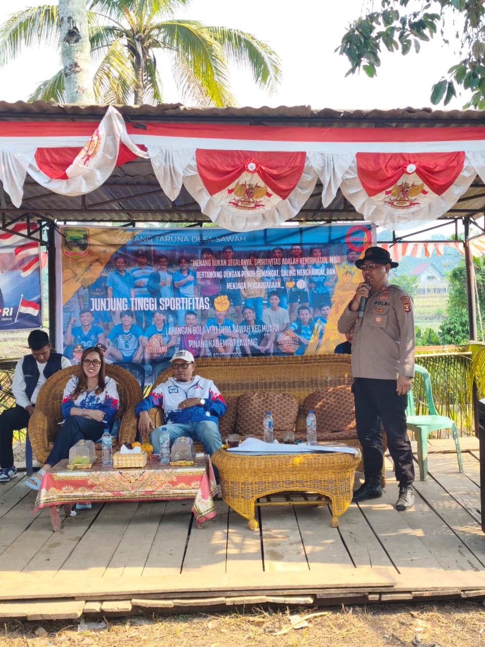Polsek Muara Pinang Amankan Turnamen Voli Desa Sawah, Semarak HUT RI ke-81 Berpadu Semangat Olahraga