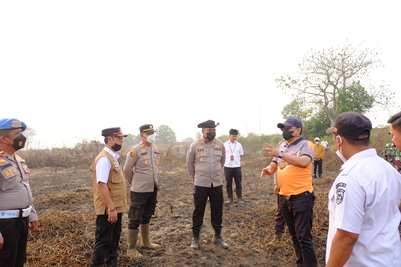 Polres OKI Perkuat Sinergi Penanganan Karhutla, Stafsus Menko Infrastruktur Cek Lahan Terbakar di Jejawi