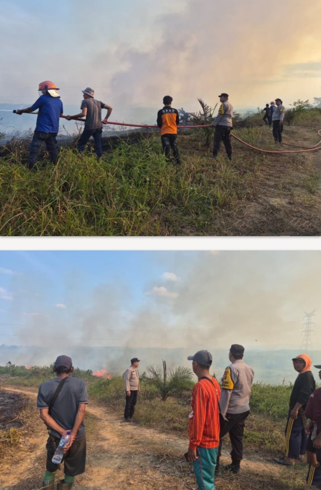 Kapolsek Semidang Aji Polres Oku: Hasil Pantauan Titik Hotspot Ditemukan Satu Hektar Semak Belukar Terbakar