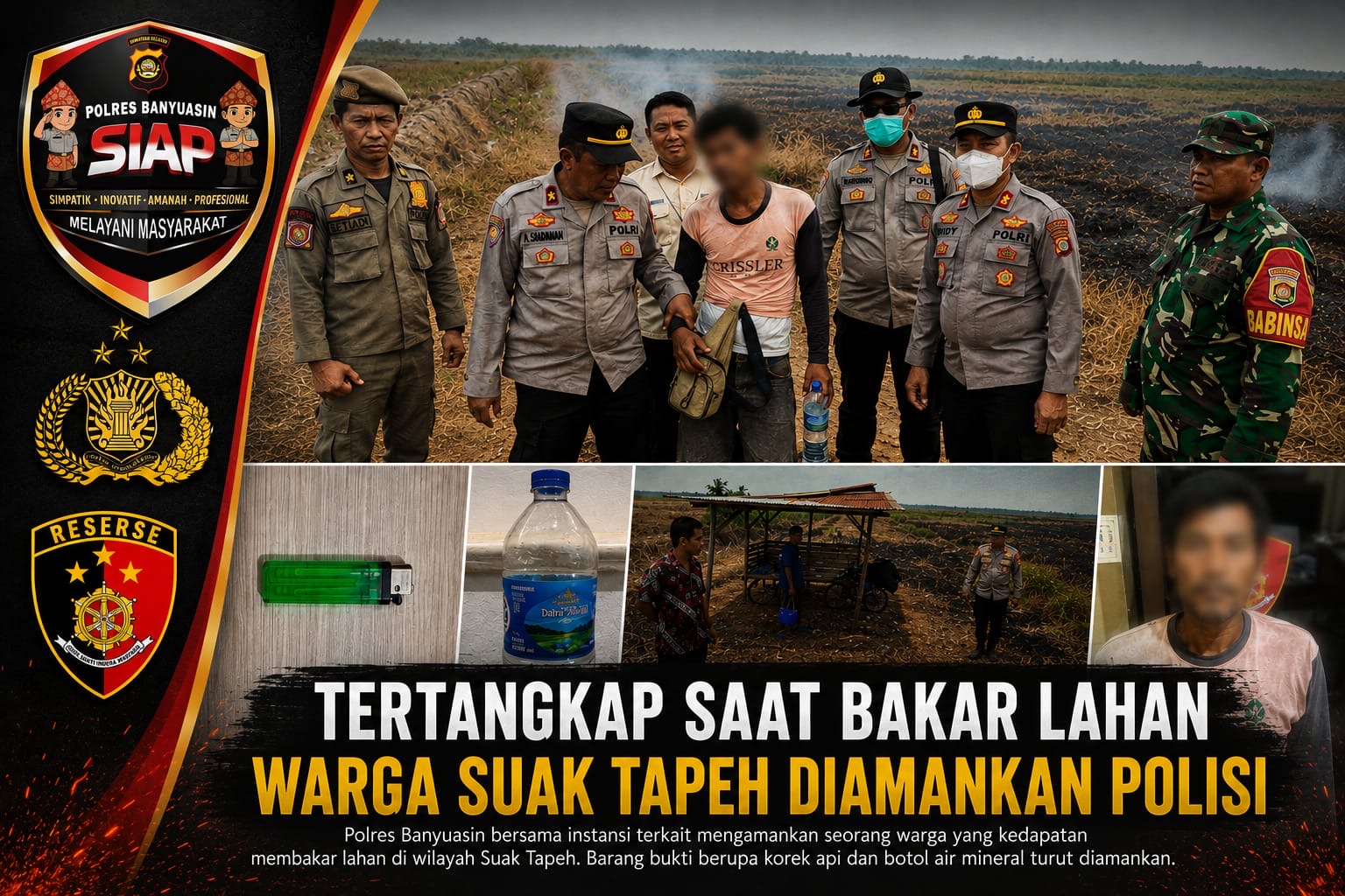 Tertangkap Saat Bakar Lahan, Warga Suak Tapeh Diamankan Polisi