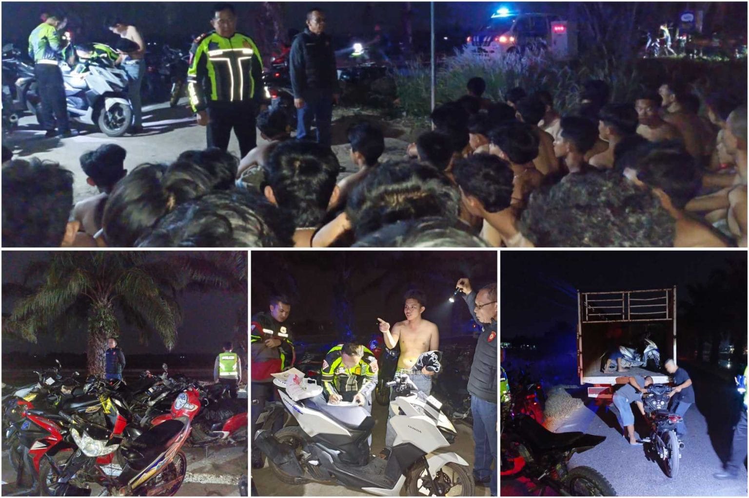 Team Gabungan Polres OKU Timur dan Polsek Belitang I Tindak 69 Motor dalam Operasi Antisipasi Balap Liar