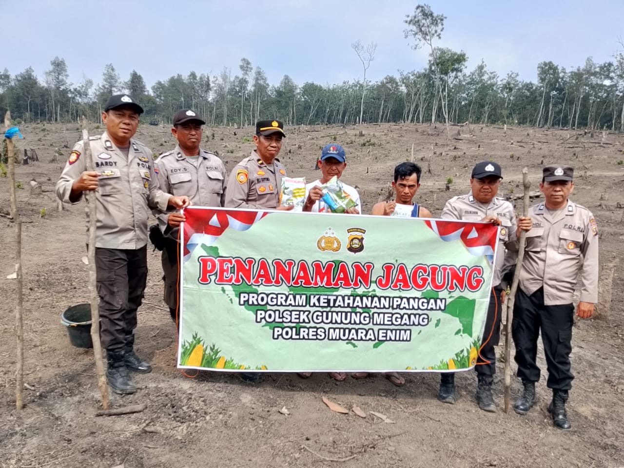 Polres Muara Enim Tancap Gas Perkuat Ketahanan Pangan, 1 Hektare Lahan di Padang Bindu Ditanami Jagung