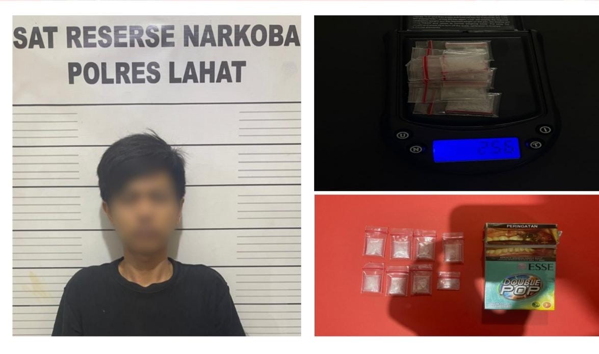 Satres Narkoba Polres Lahat ungkap peredaran sabu di mes karyawan pt zen, 8 paket diamankan