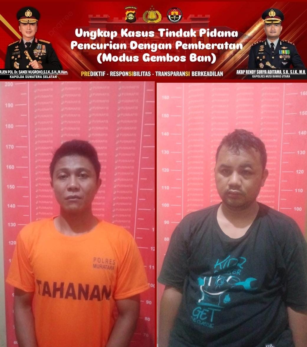 Modus Gembos Ban di Jalinsum Muratara, Dua Pelaku Pencurian Uang Rp300 Juta Berhasil Ditangkap Polisi