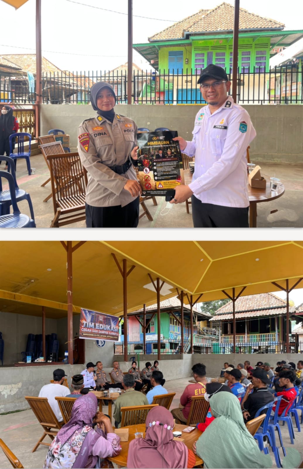 Kolaborasi Polres Ogan Ilir dan Mahasiswa S2 PTIK, Edukasi Karhutla hingga Berbagi dengan Warga