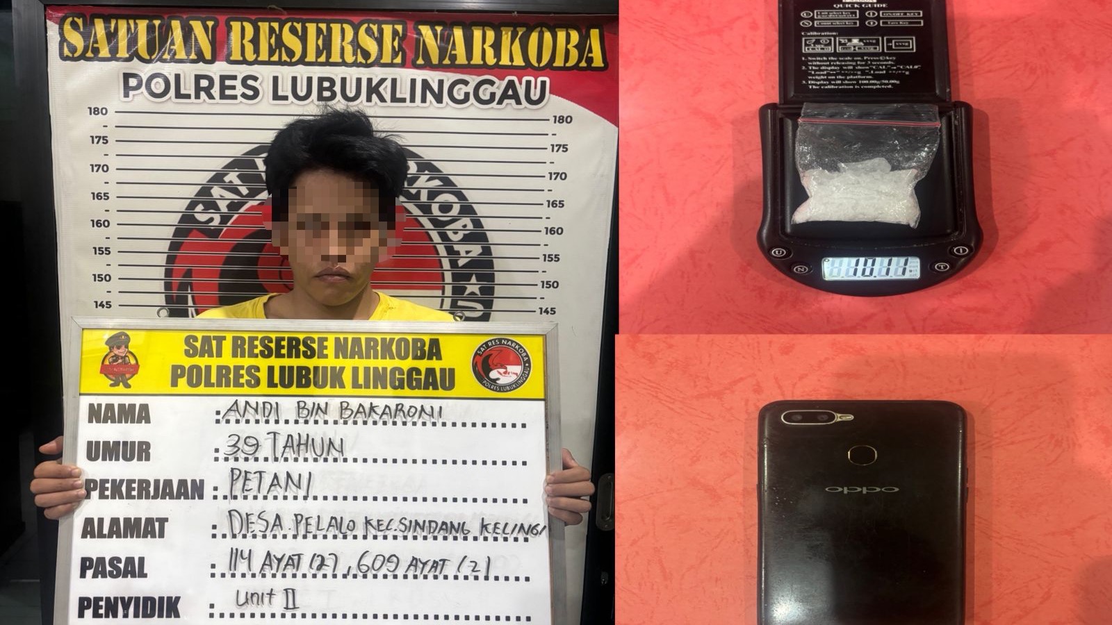 Berawal dari Laporan Warga, Satresnarkoba Polres Lubuk Linggau Sita 10,11 Gram Sabu, Seorang Pria Diamankan