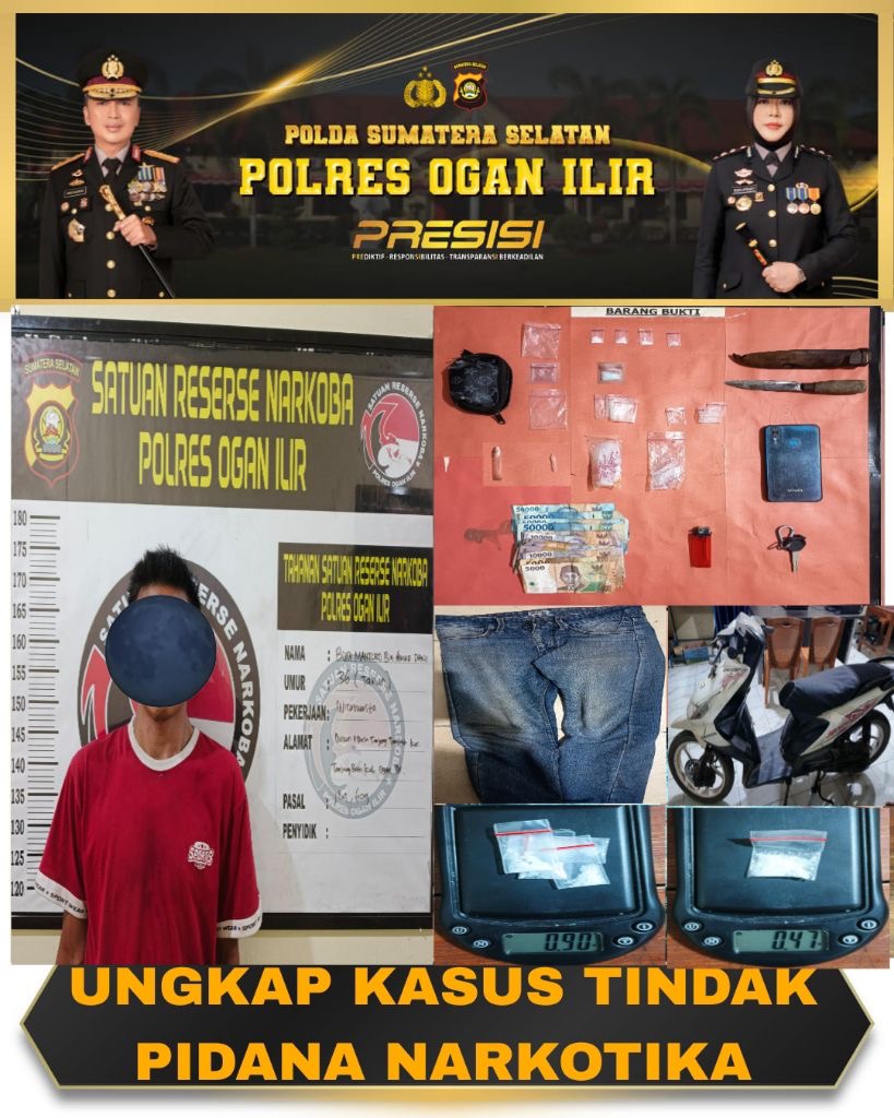 Polres Ogan Ilir Ungkap Peredaran Sabu di Tanjung Batu, 1,37 Gram Barang Bukti Diamankan