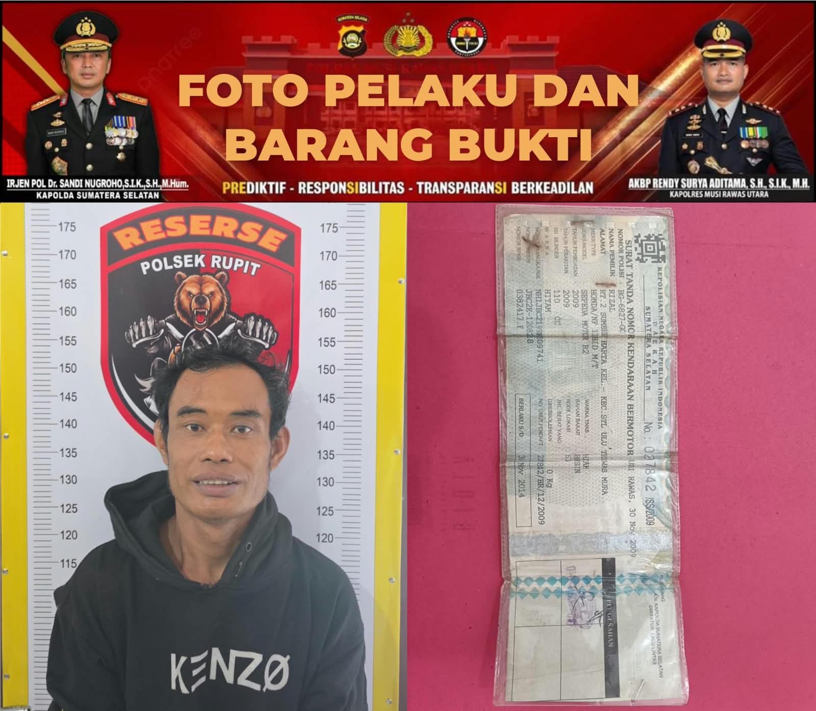 Ungkap Kasus Penggelapan Motor Honda Revo, Polsek Rupit Amankan Pria 36 Tahun