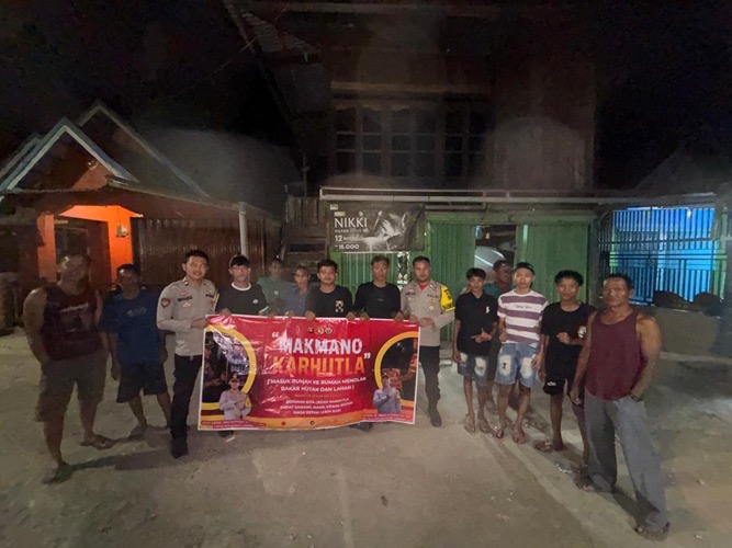 Cegah Karhutla di Malam Hari, Polsek Muara Pinang Sambangi Rumah Warga di Dua Desa