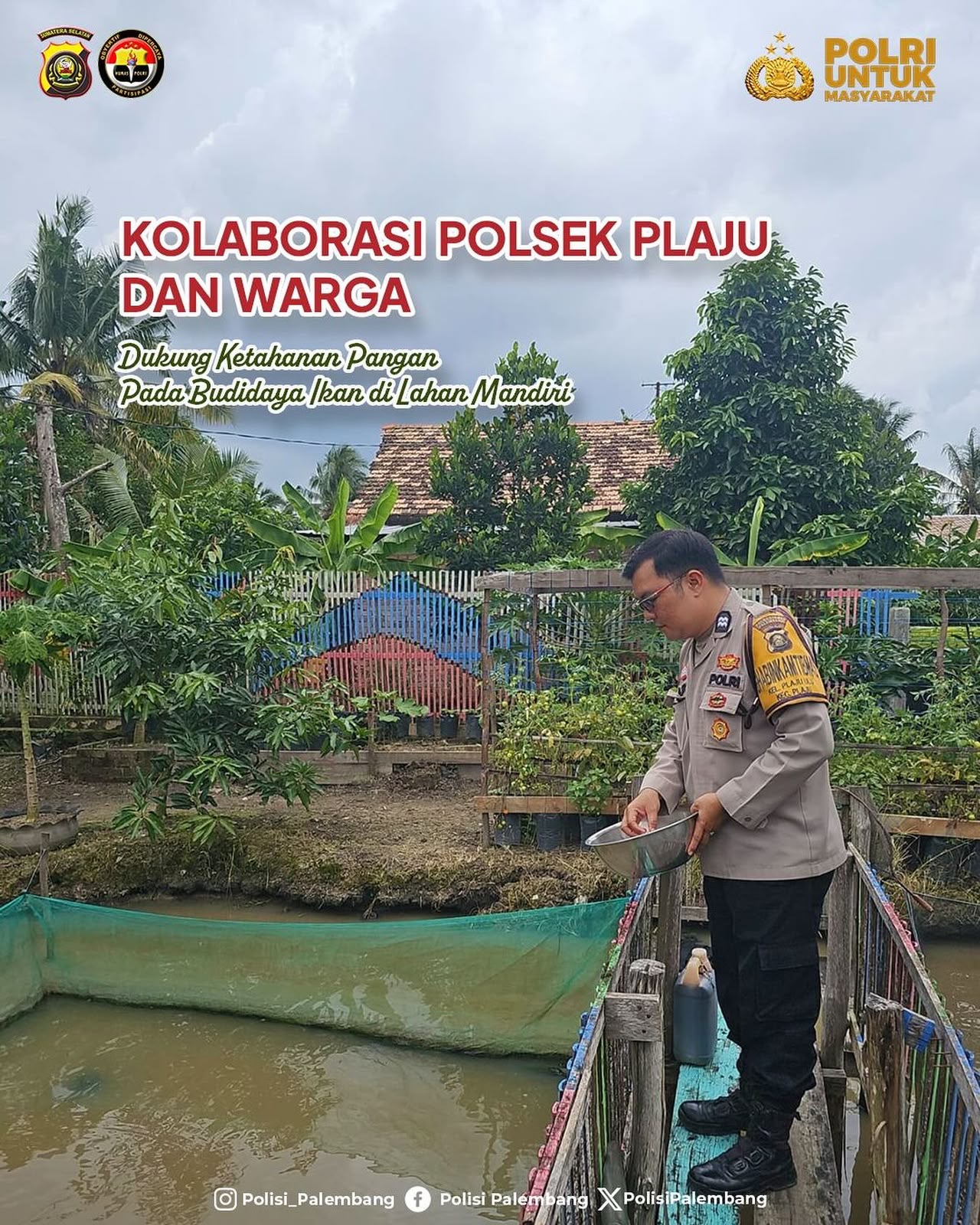Polsek Plaju Dampingi Budidaya Ikan Warga, Dorong Ketahanan Pangan dan Kemandirian Ekonomi Masyarakat