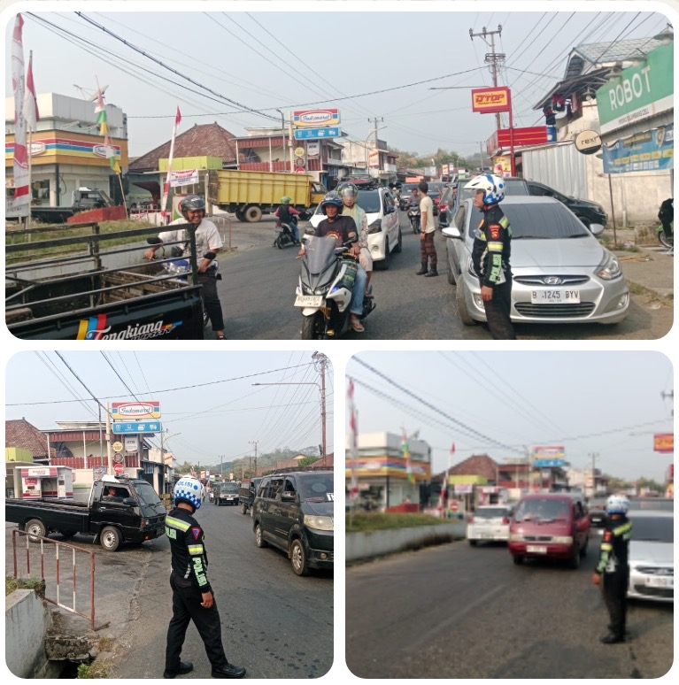 Cegah Kepadatan di Jam Sibuk, Satlantas Polres Lahat Atur Arus Kendaraan di SPBU Muara Siban