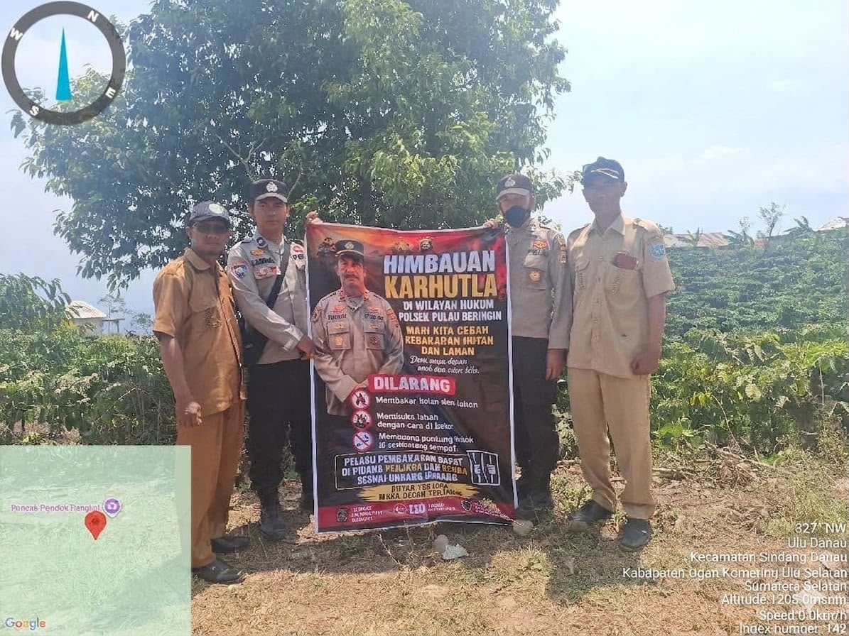 Cegah Karhutla, Polsek Pulau Beringin Gelar Patroli dan Sosialisasi Maklumat Kapolda di Desa Ulu Danau