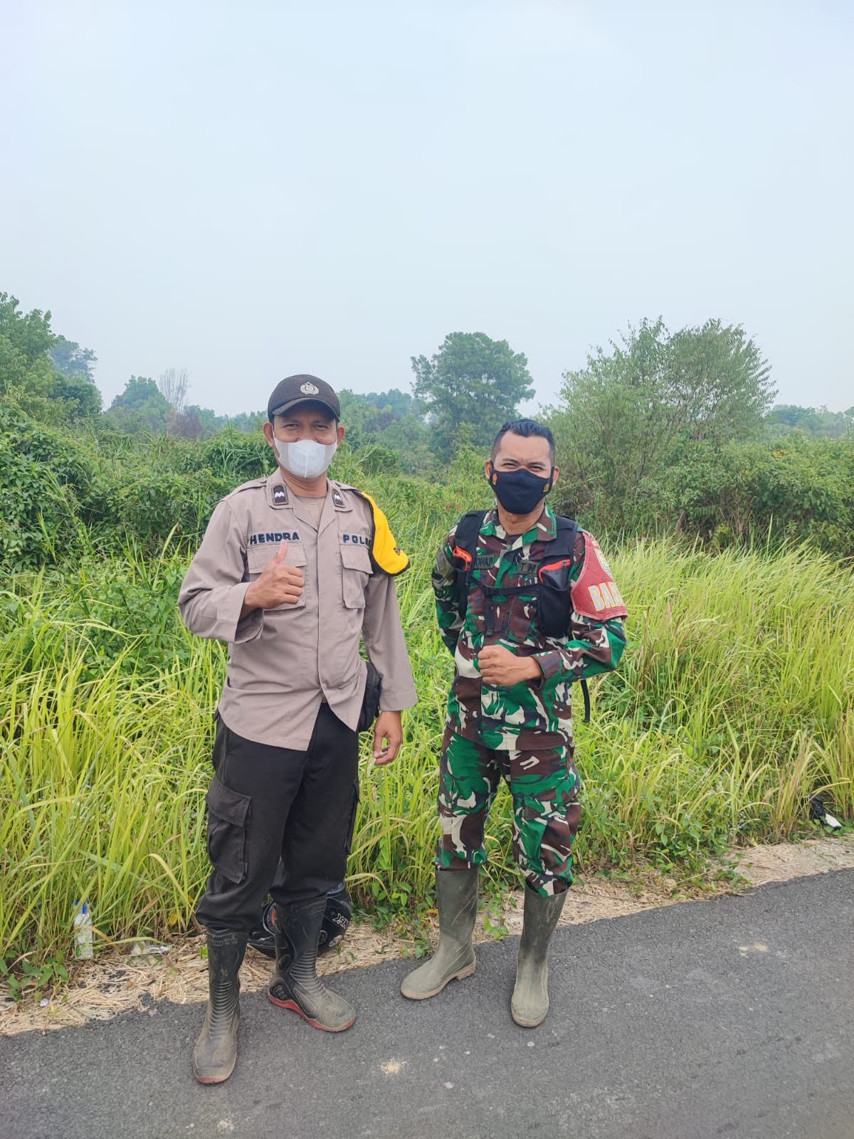 Cegah Karhutla, Polres Ogan Ilir melalui Polsek Pemulutan Bersama Tiga Pilar Gencarkan Patroli