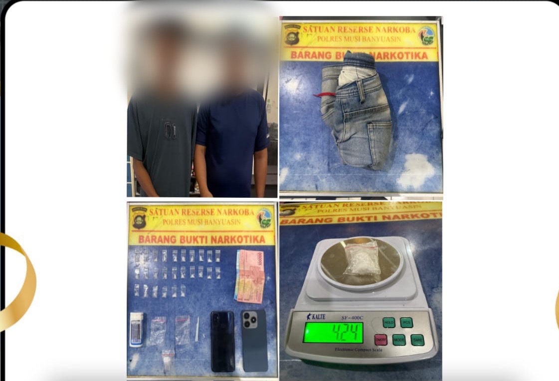 Dua Pria Ditangkap Polisi di Bayung Lencir, 26 Paket Sabu Seberat 4,24 Gram Diamankan