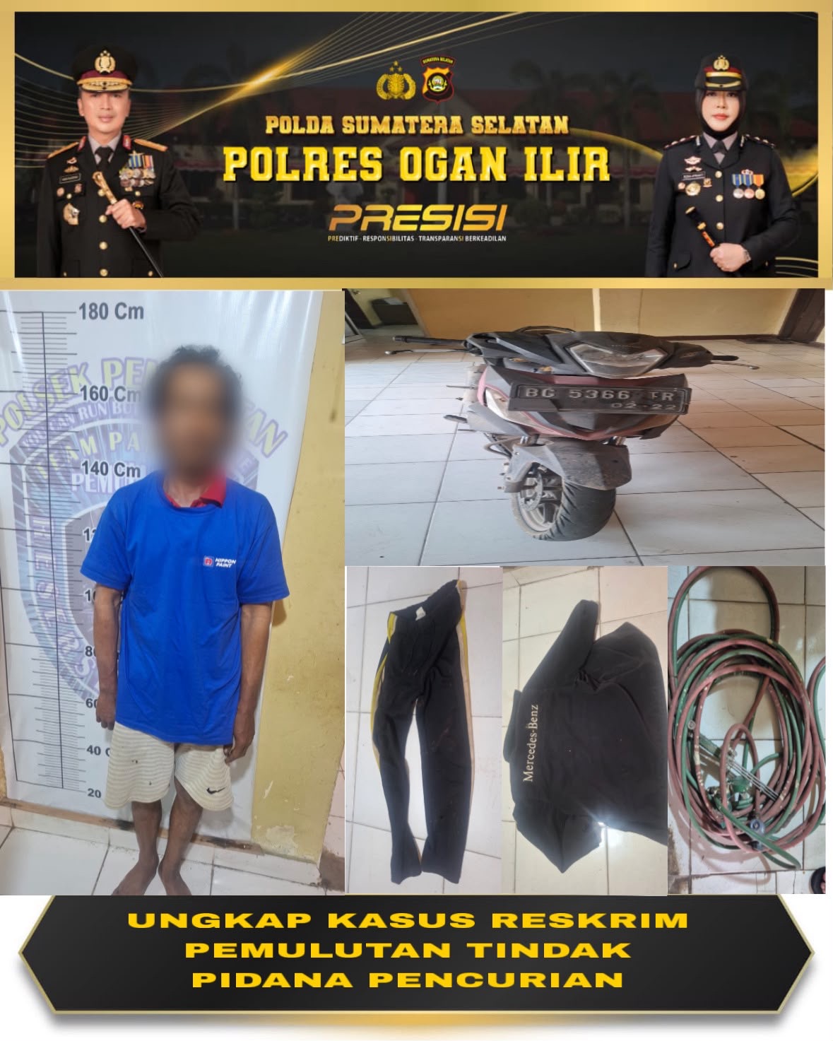 Tim Panther Polsek Pemulutan Ogan ilir Ungkap Kasus Pencurian Besi, Satu Pelaku Diamankan