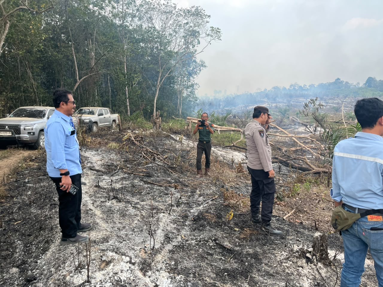HOTSPOT TERDETEKSI SATELIT SNPP, POLISI CEK TITIK NOL DAN TEMUKAN LAHAN SAWIT TERBAKAR 2 HEKTARE