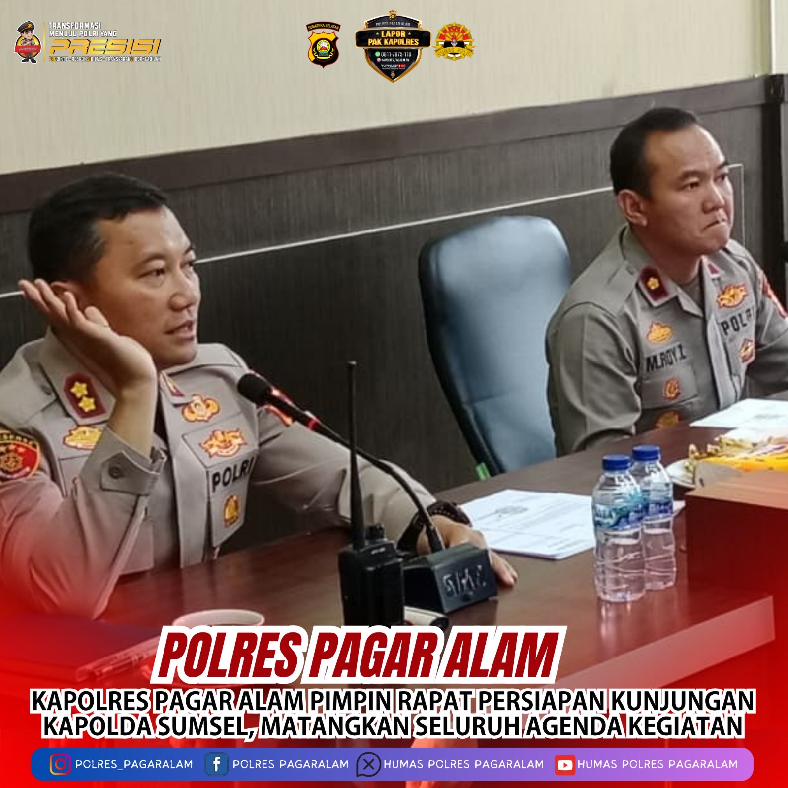 Kapolres Pagar Alam Pimpin Rapat Persiapan Kunjungan Kapolda Sumsel, Matangkan Seluruh Agenda Kegiatan