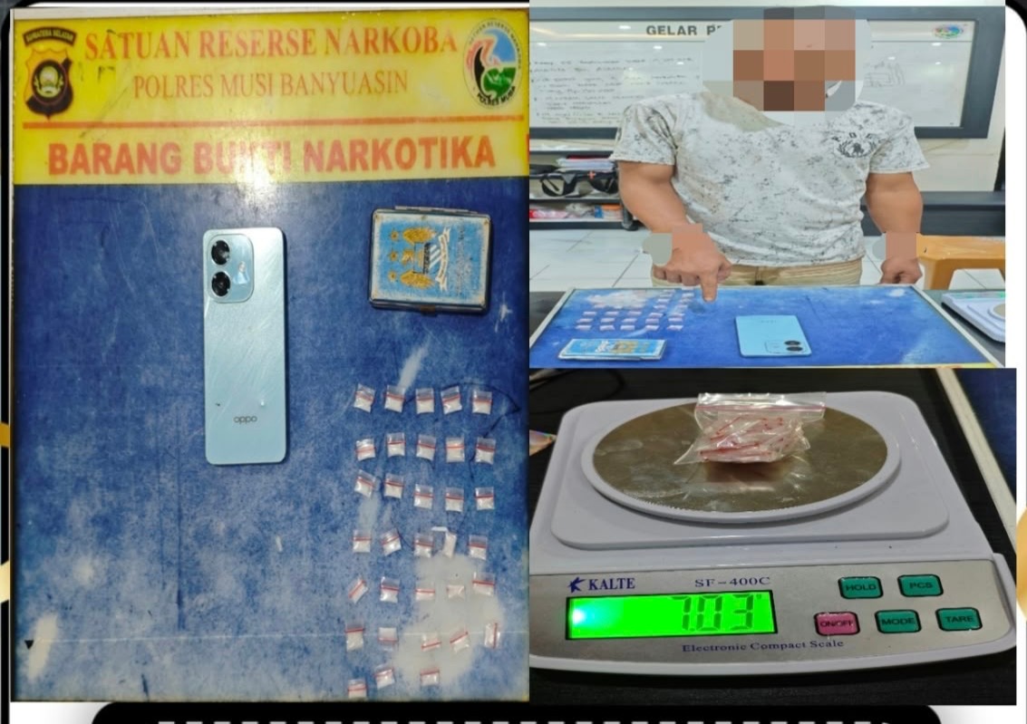 Polres Muba Bongkar Peredaran Sabu di Sungai Lilin, 33 Paket Seberat 7,03 Gram Diamankan