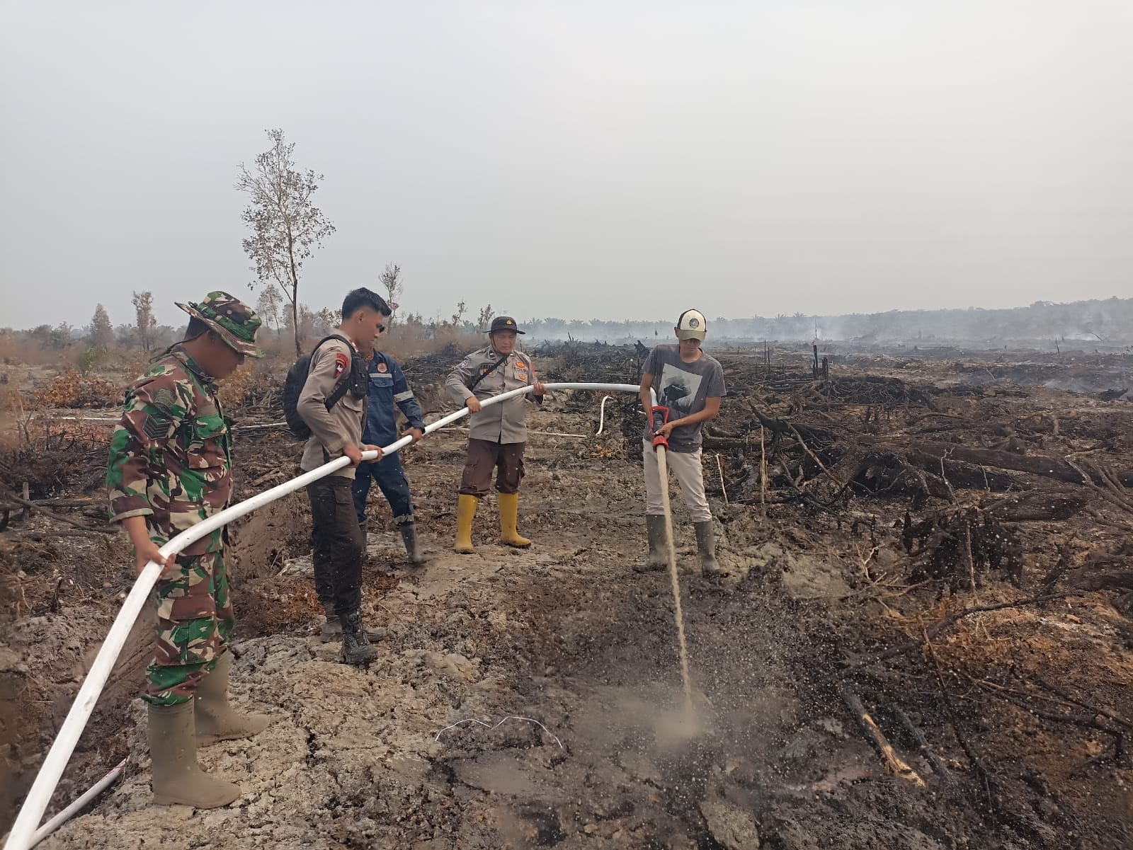 Polsek Tungkal Ilir Ground Check Hotspot di Teluk Tenggulang, Situasi Terkendali