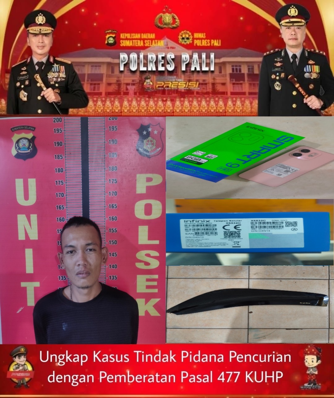 Polsek Talang Ubi Ungkap Pencurian HP di Parkiran Ruko, Pelaku Diamankan Bersama Barang Bukti