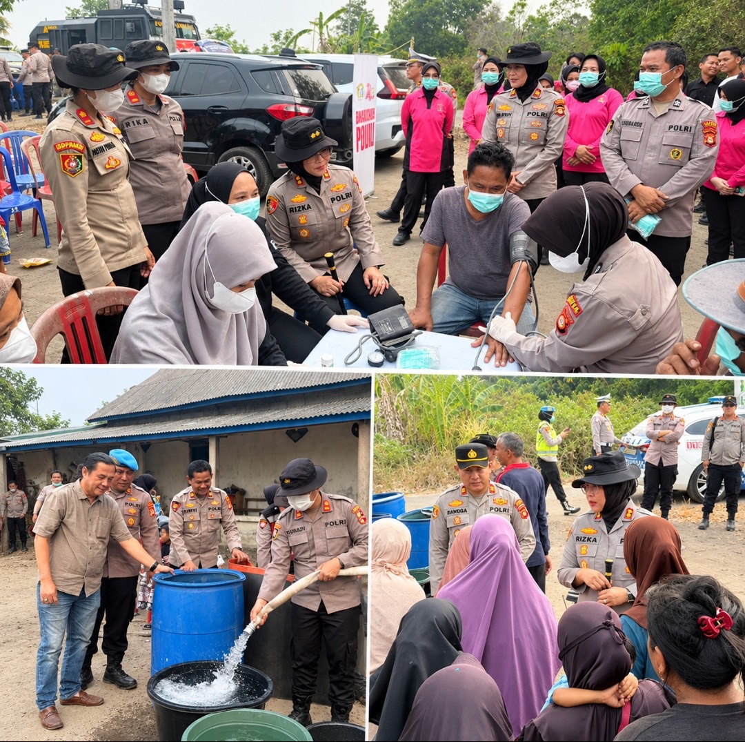 Polres Ogan Ilir Salurkan Air Bersih dan Layanan Kesehatan bagi Warga Terdampak Kemarau