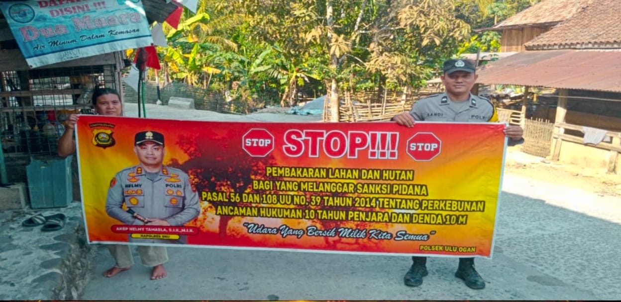 Cegah Karhutla di OKU, Polsek Ulu Ogan Patroli dan Ingatkan Warga Jangan Bakar Lahan