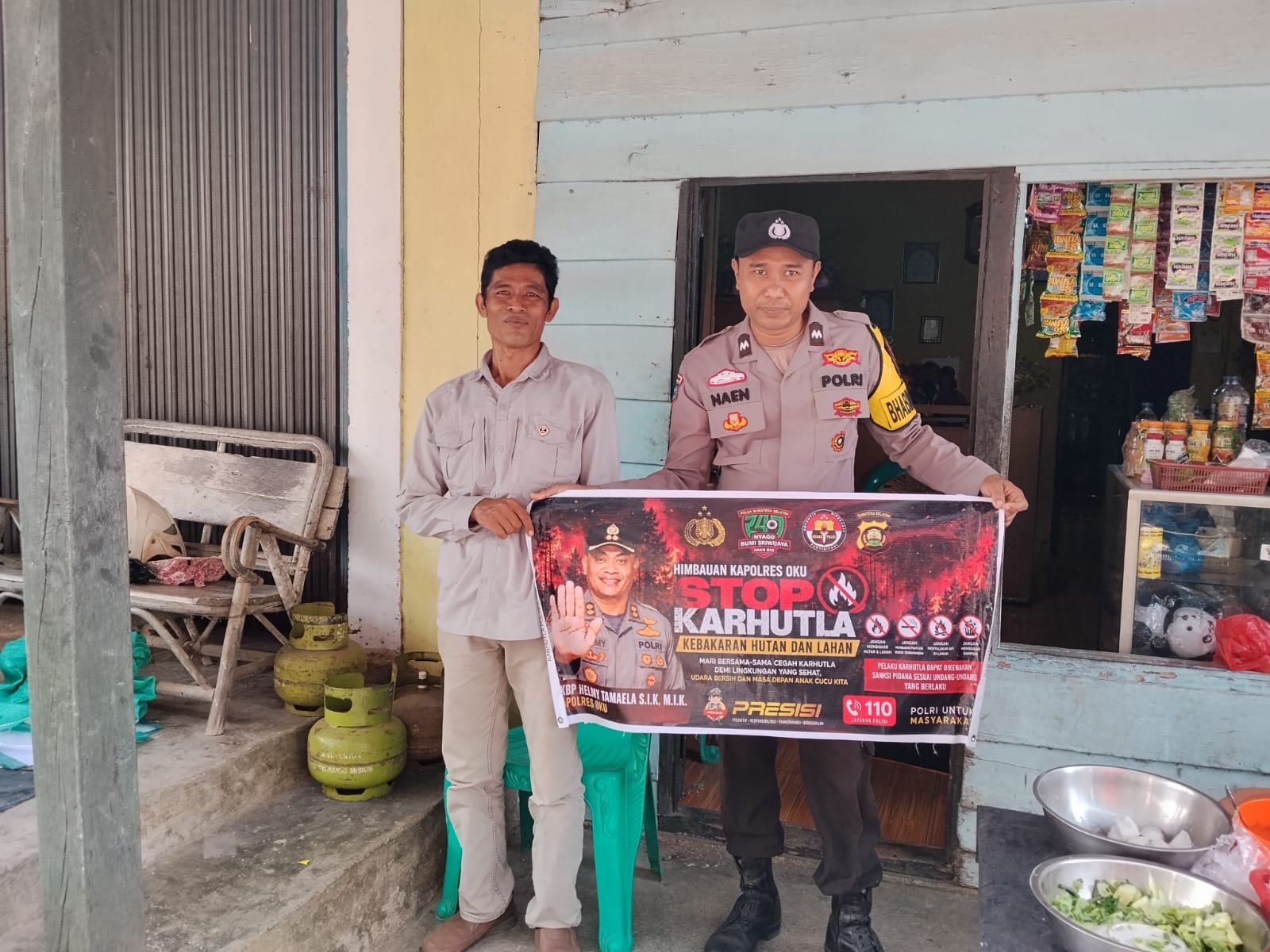 Polsek Sinar Peninjauan Gencarkan Sosialisasi Karhutla-Bun, Warga Desa Tanjung Makmur Diimbau Tak Bakar Lahan