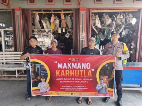 Cegah Karhutla, Polsek Muara Pinang Tebar Pamflet dan Sosialisasikan Program “Makmano Karhutlah”