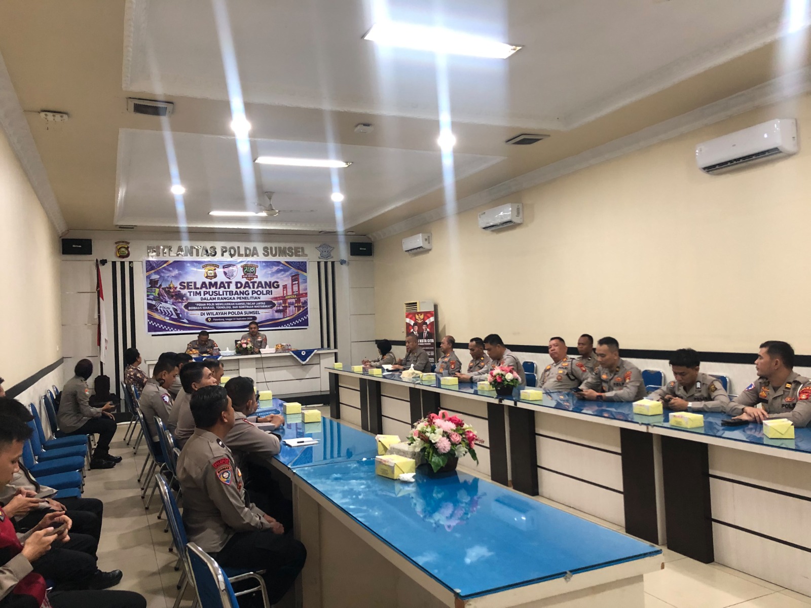 Dukung Program Prioritas Kapolri, Puslitbang Polri Gelar Penelitian Kamseltibcarlantas Berbasis Teknologi di Polda Sumsel