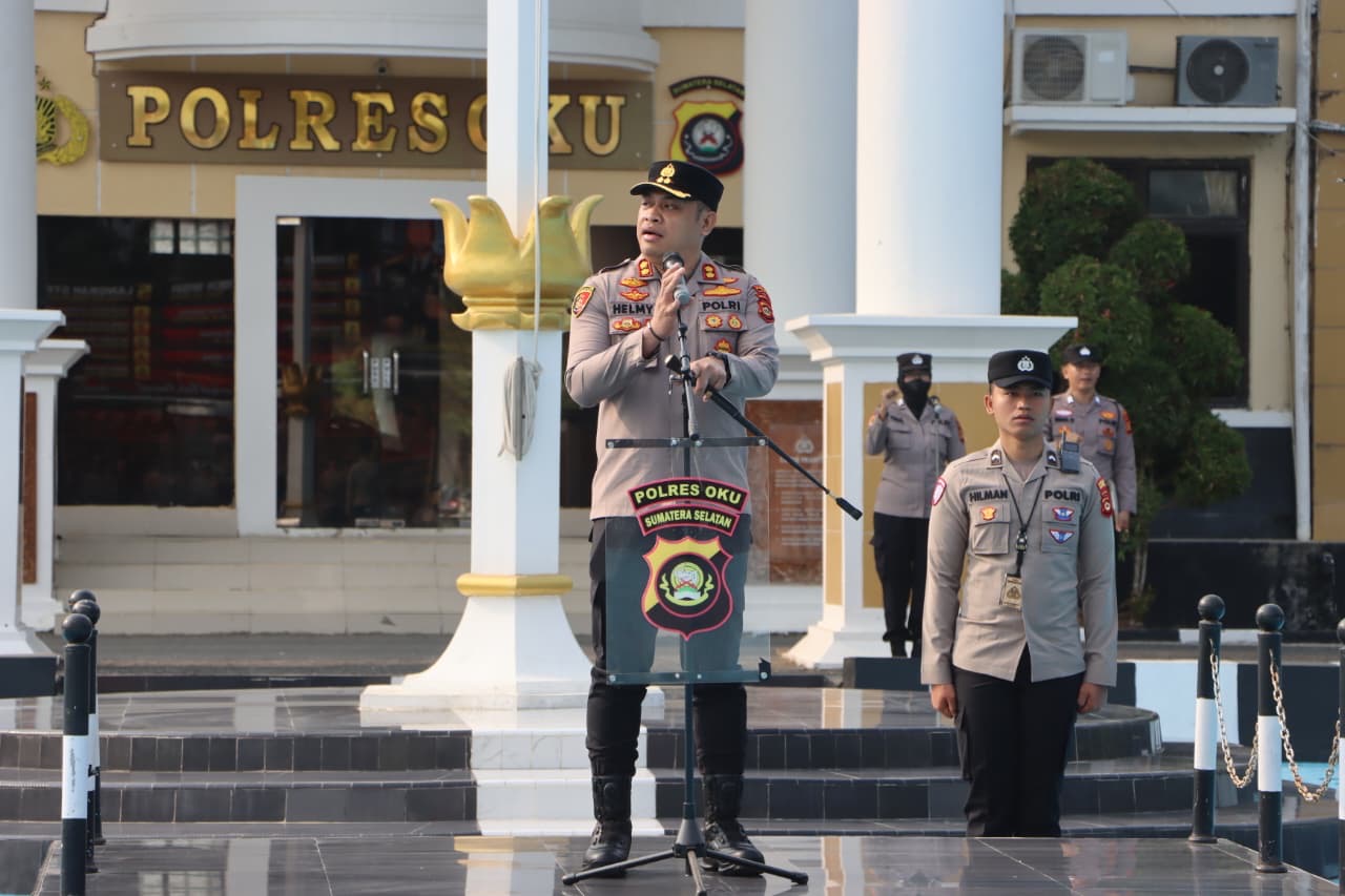Kapolres OKU Pimpin Apel Pagi, Tekankan Penanganan Karhutlah dan Pelaksanaan Tugas