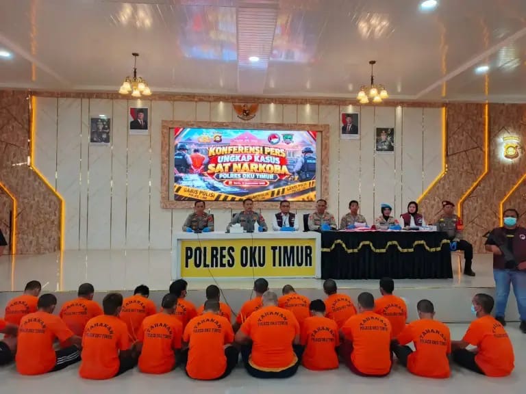 Polres OKU Timur Bongkar 20 Tersangka Narkoba, Hampir 500 Gram Sabu dan Puluhan Ekstasi Disita