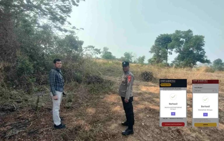 Antisipasi Karhutla, Polsek Martapura Verifikasi Titik Hotspot dari Command Center 110