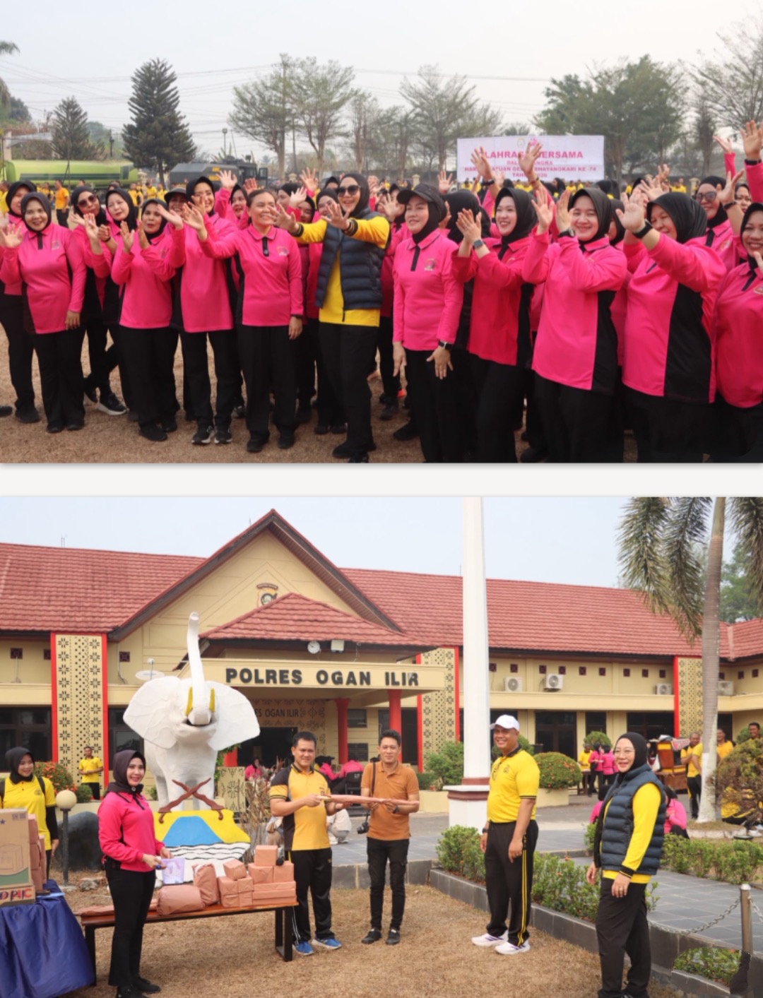 Semarak HUT Bhayangkari, Polres Ogan Ilir Gelar Senam Bersama Penuh Kebersamaan