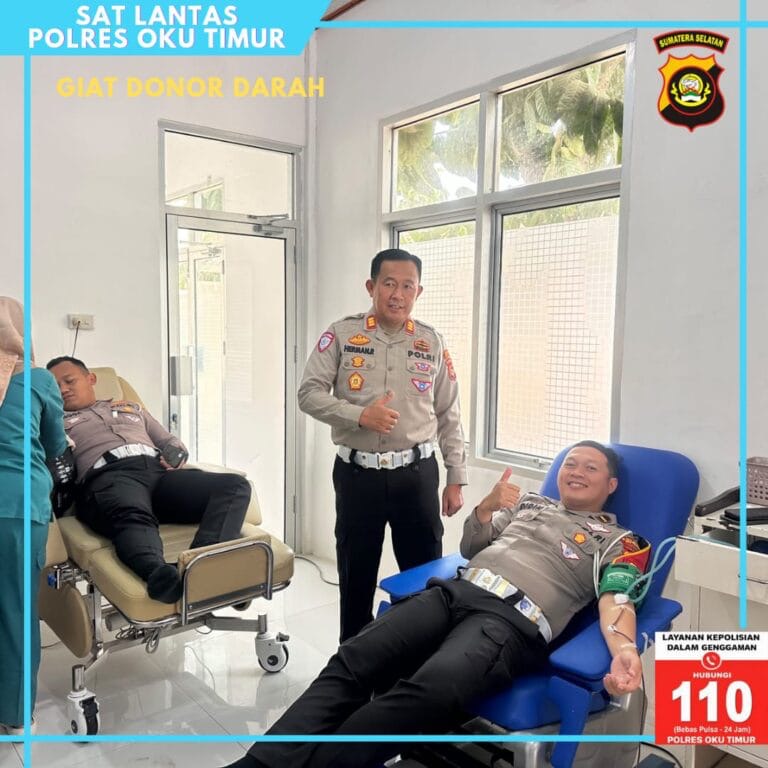 HUT Polantas KE – 71,Satlantas OKU Timur Gelar Donor Darah di PMI Gumawang