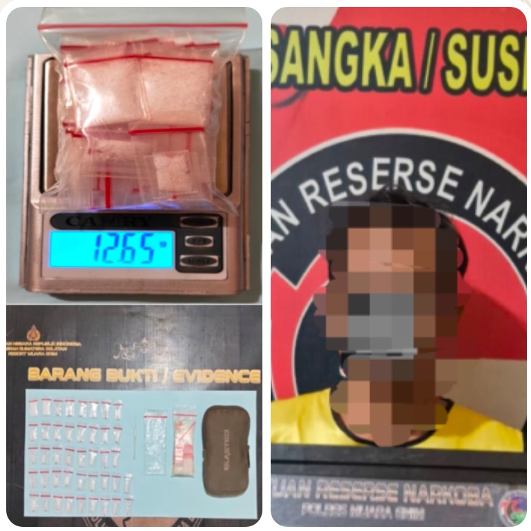 Polres Muara Enim Amankan 42 Paket Sabu di Desa Suka Dana, Satu Pria Diamankan