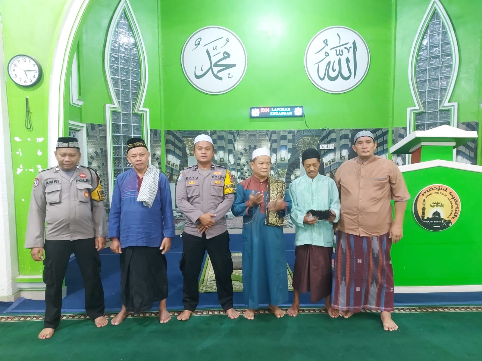 Polsek Lawang Kidul Laksanakan Patroli SULING dan Sambangi Jemaah Masjid Syariah Tanjung Enim