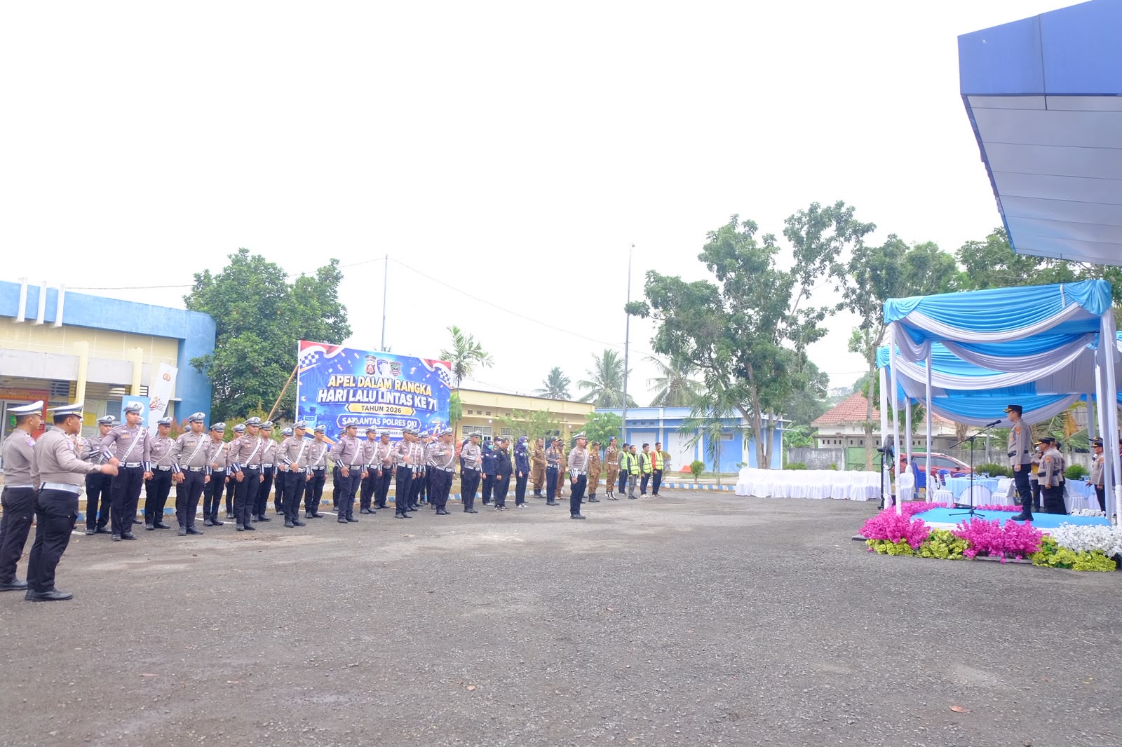 Polres OKI Gelar Apel Gabungan HUT Lalu Lintas ke-71, Perkuat Sinergi Keselamatan Jalan