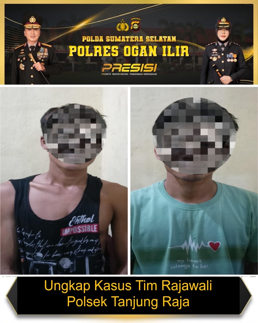 POLSEK TANJUNG RAJA BERHASIL BEKUK DUA PENCURI ALAT BANGUNAN