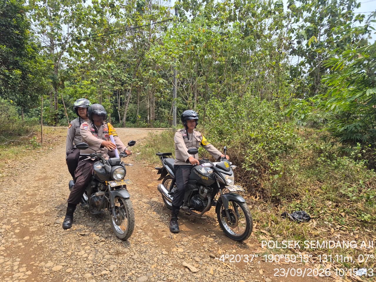 Personel Piket Polsek Semidang Aji Laksanakan Patroli Mitigasi Karhutla