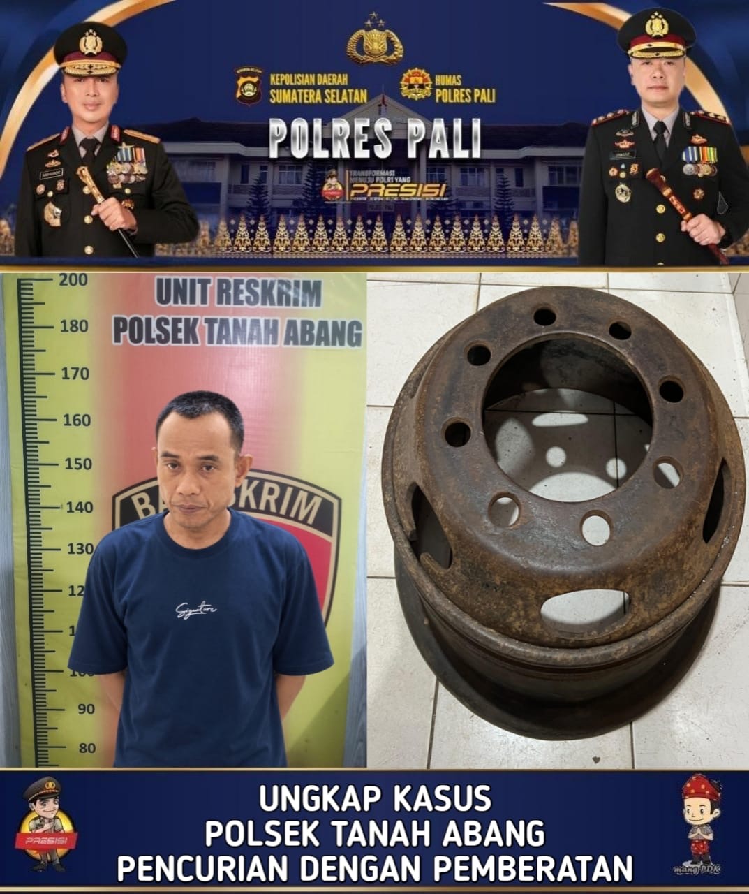 Polsek Tanah Abang Ungkap Kasus Pencurian Velg Fuso, Pelaku Berhasil Diamankan Setelah Dua Tahun Dicari