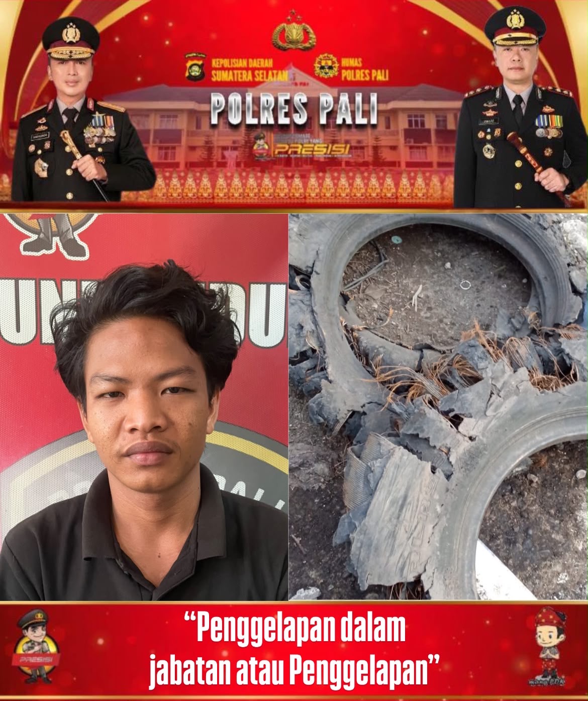 Satreskrim Polres PALI Ungkap Kasus Penggelapan Ban Truk, Pelaku Diamankan Beserta Barang Bukti
