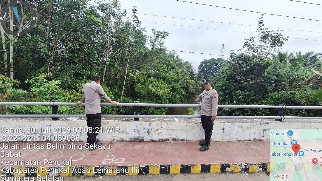 Polsek Penukal Abab Intensif Pantau Debit Sungai, Kondisi Sebagut, Penukal dan Abab Masih Stabil