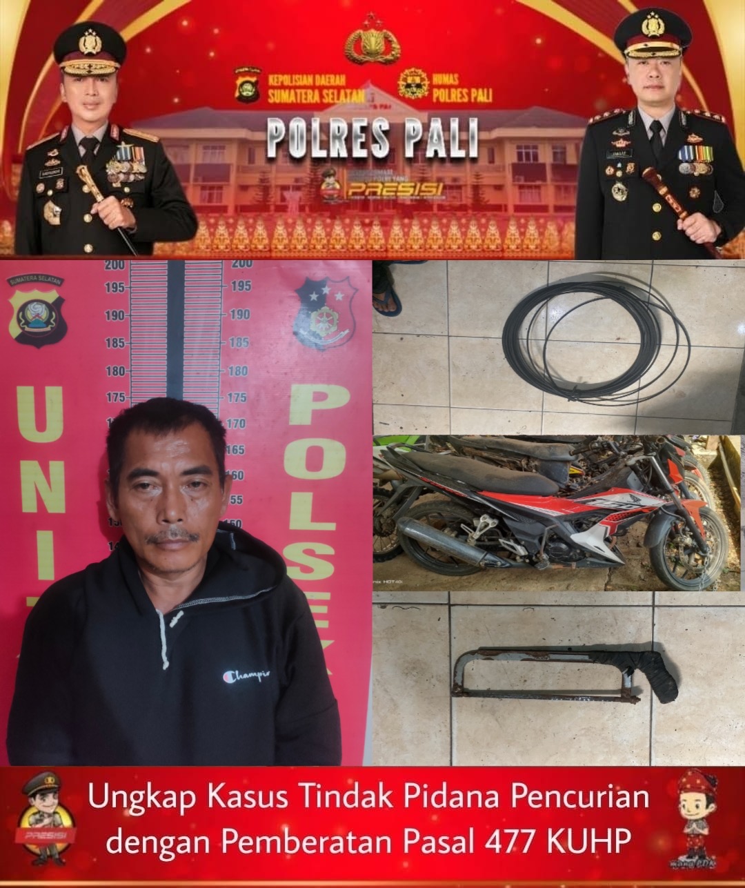 Operasi Sikat Musi 2026, Polsek Talang Ubi Ungkap Pencurian Kabel Listrik Pertamina, Satu Tersangka Diamankan