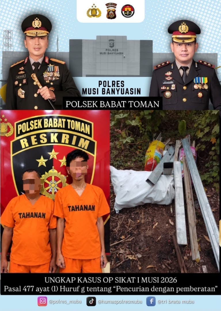 Dua orang yang diduga terlibat dalam pencurian besi baja ringan milik warga *An. MAS WANDI Bin EKA*