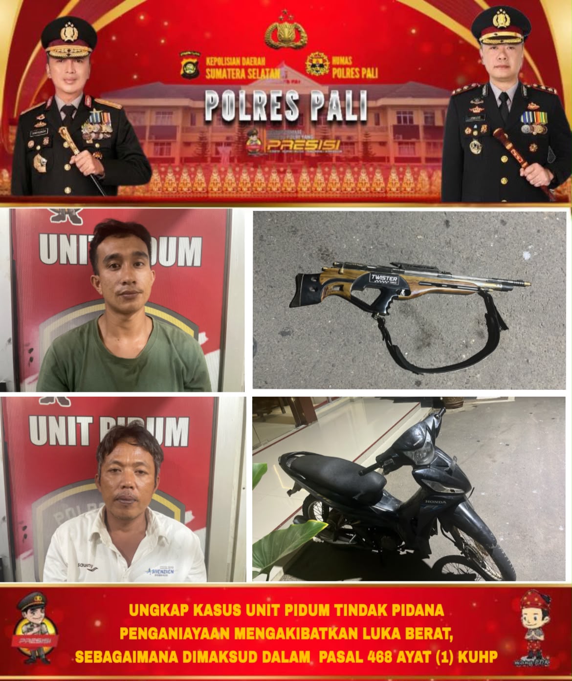 Ops Sikat Musi I, Satreskrim Polres PALI Amankan Dua Terduga Pelaku Penganiayaan Berat