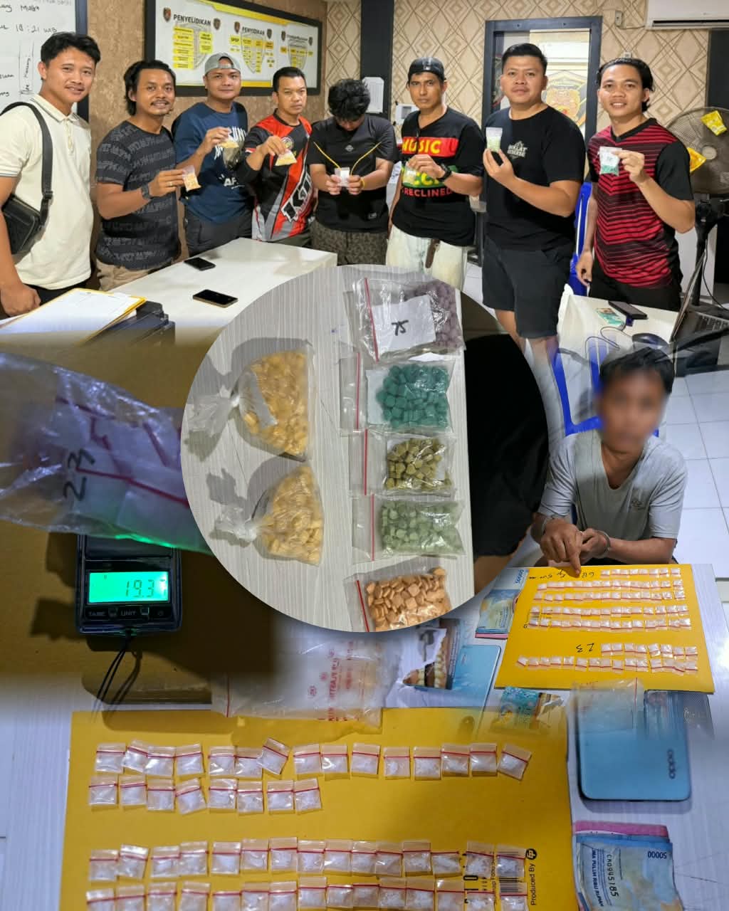 Dua Kasus Narkotika Diungkap Polsek Keluang, 600 Butir Ekstasi dan 91 Paket Sabu Diamankan
