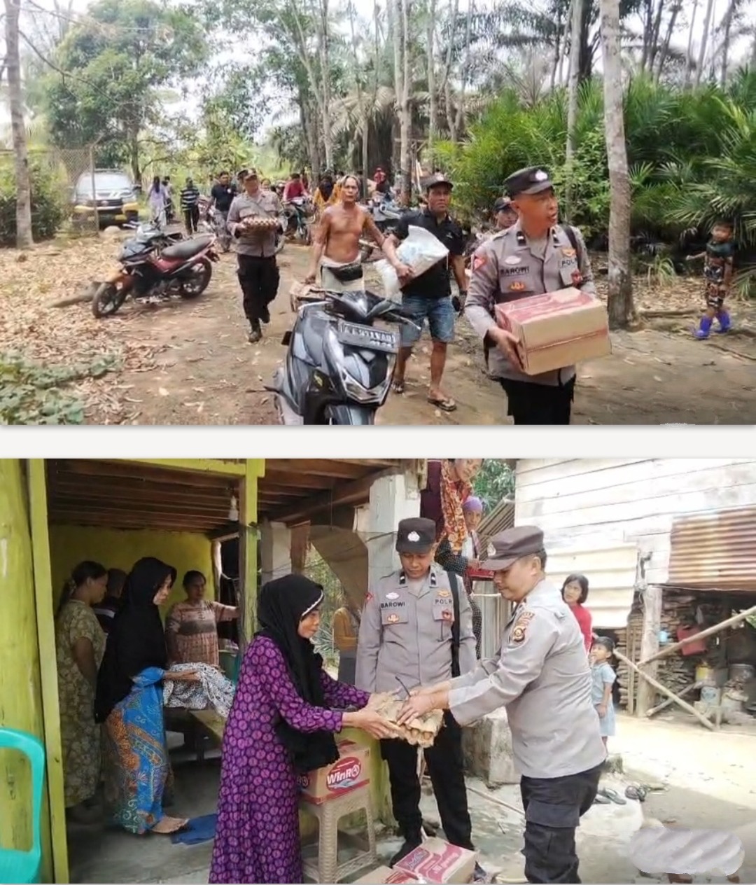 Polsek BTS Ulu Polres Musi Rawas Gerak Cepat Tangani Kebakaran, Lanjutkan Bakti Sosial dan Gotong Royong Bersama Warga