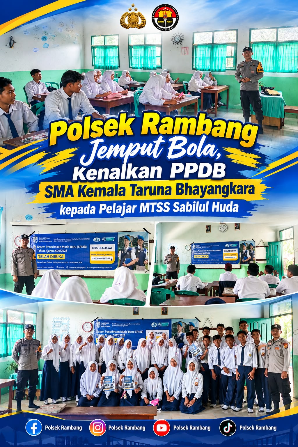 Polsek Rambang Jemput Bola, Kenalkan PPDB SMA Kemala Taruna Bhayangkara kepada Pelajar MTSS Sabilul Huda