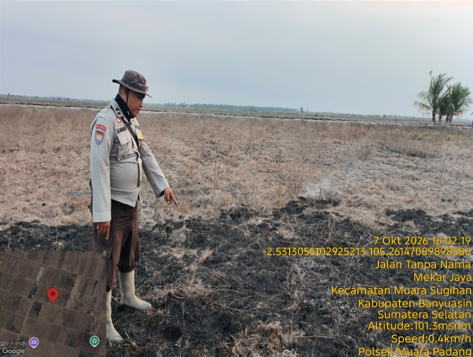 Tiga Hotspot Dicek di Muara Sugihan, Polisi Temukan Lahan Terbakar dan Api Telah Padam