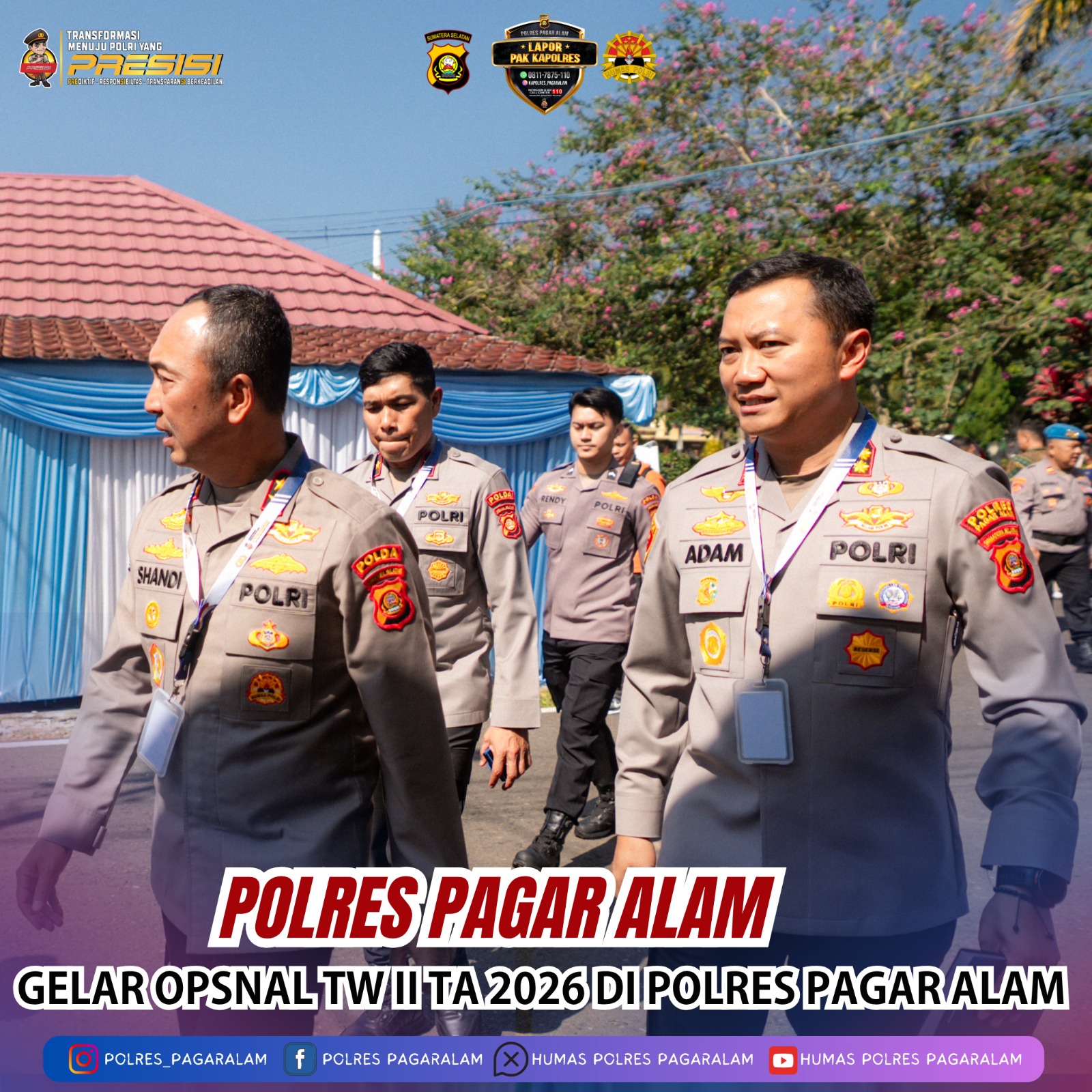 Polres Pagar Alam Jadi Tuan Rumah Gelar Operasional TW II 2026, Kapolda Sumsel Tekankan Penguatan Pencegahan Kejahatan